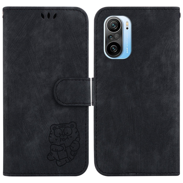 For Redmi K40 / K40 Pro Little Tiger Embossed Leatherette Phone Case(Black)