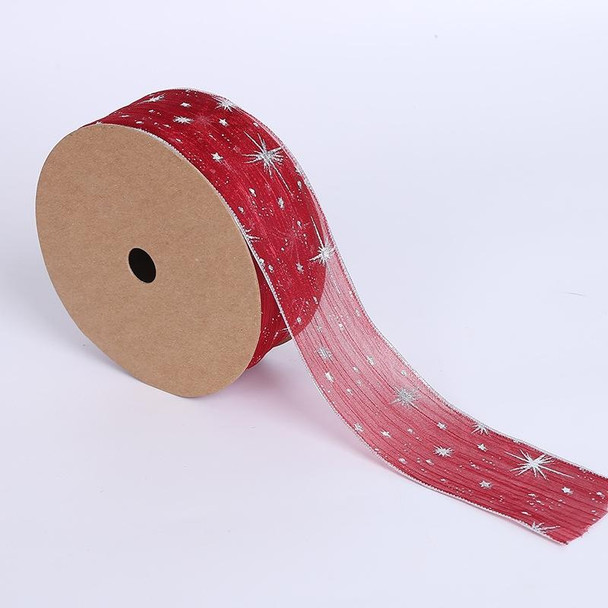 Starry Sky Yarn Ribbon Gift Box Packaging Bow Tie Ribbon, Specification: 2.5CM(Red Wine)