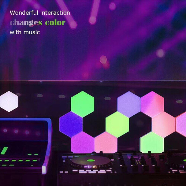 10pcs/set RGB Symphony Hexagon Lights DIY Bedside Ambient Wall Lamp Smart Honeycomb Light(WIFI-APP)