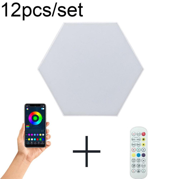 12pcs/set RGB Symphony Hexagon Lights DIY Bedside Ambient Wall Lamp Smart Honeycomb Light