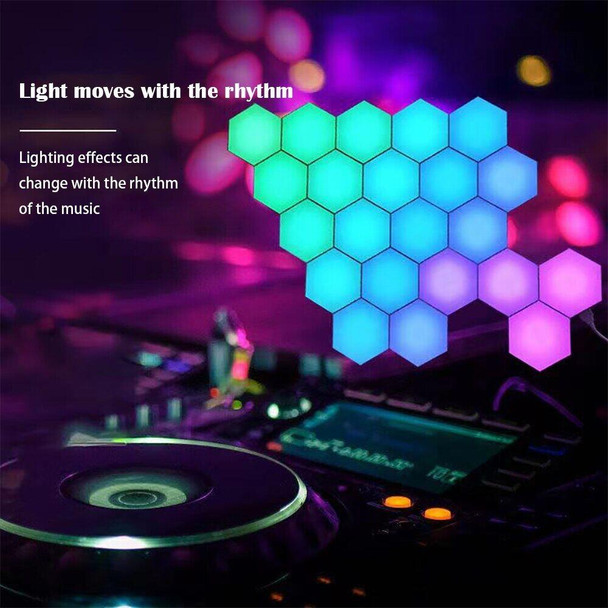 10pcs/set RGB Symphony Hexagon Lights DIY Bedside Ambient Wall Lamp Smart Honeycomb Light(Bluetooth APP)