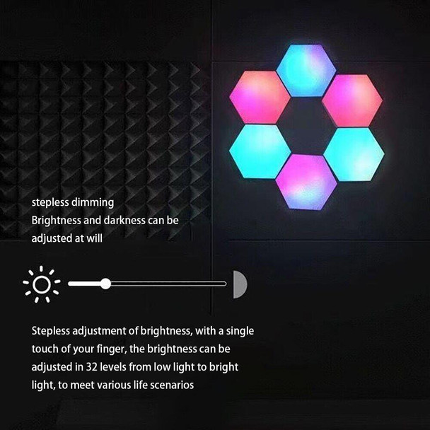 10pcs/set RGB Symphony Hexagon Lights DIY Bedside Ambient Wall Lamp Smart Honeycomb Light(Bluetooth APP)