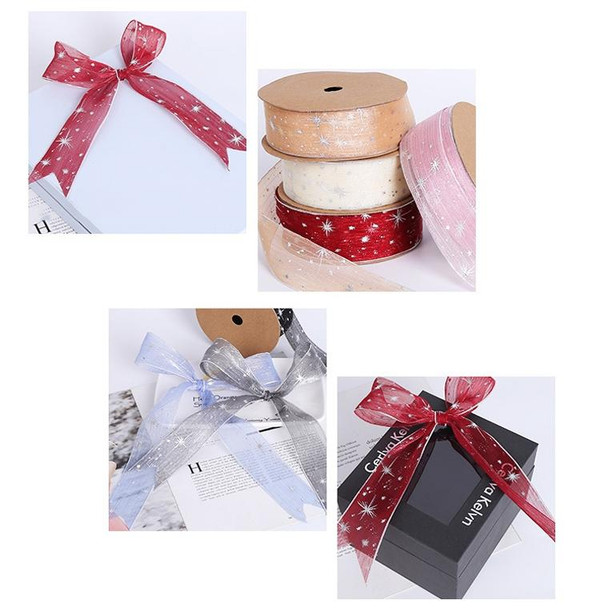 Starry Sky Yarn Ribbon Gift Box Packaging Bow Tie Ribbon, Specification: 2.5CM(Beige)