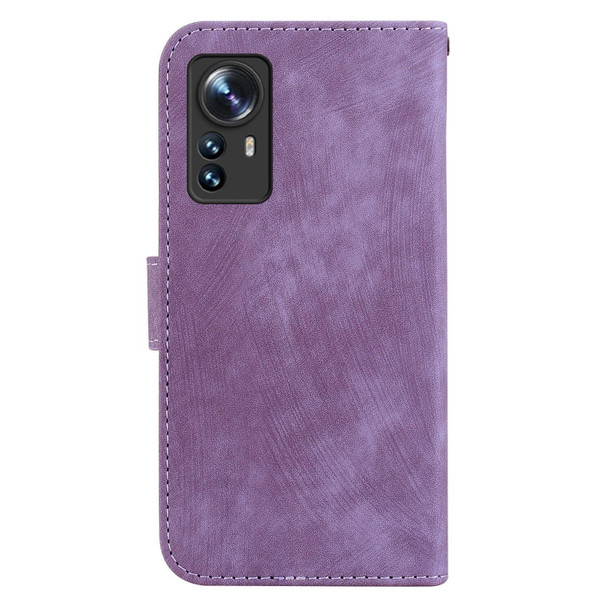 For Xiaomi 12 / 12X Little Tiger Embossed Leather Phone Case(Purple)