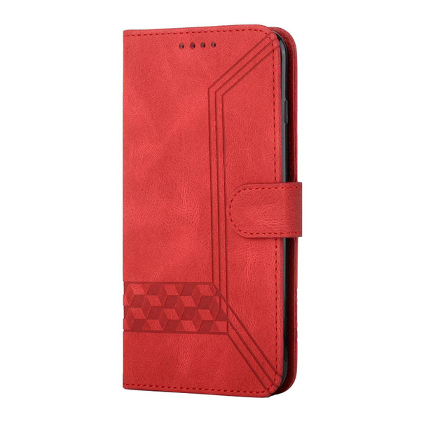 For Realme C53 Cubic Skin Feel Flip Leatherette Phone Case(Red)