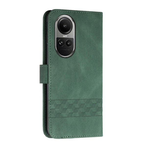 For OPPO Reno10 5G / Reno10 Pro 5G Global Cubic Skin Feel Flip Leatherette Phone Case(Green)