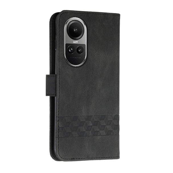 For OPPO Reno10 5G / Reno10 Pro 5G Global Cubic Skin Feel Flip Leatherette Phone Case(Black)