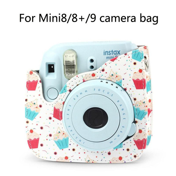 Full Body Camera PU Leather Case Bag with Strap for FUJIFILM instax mini 9 / mini 8+ / mini 8(Dessert Series)