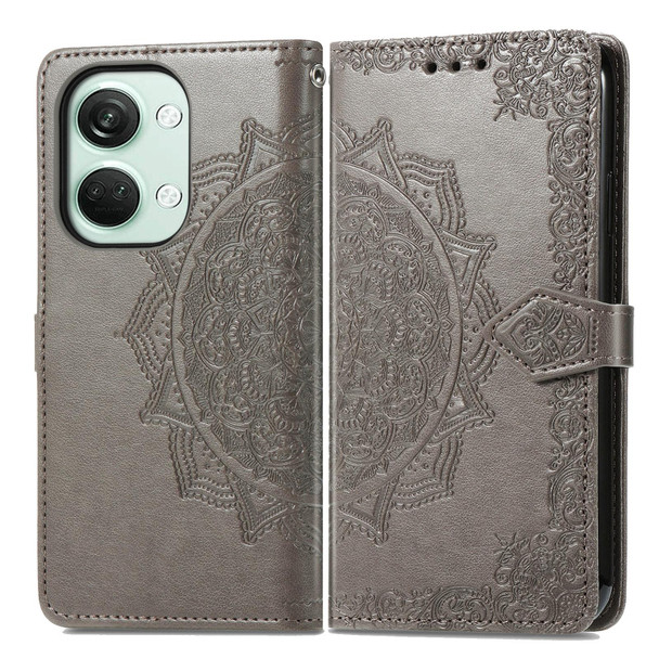 For OnePlus  Nord 3 Mandala Flower Embossed Leatherette Phone Case(Gray)