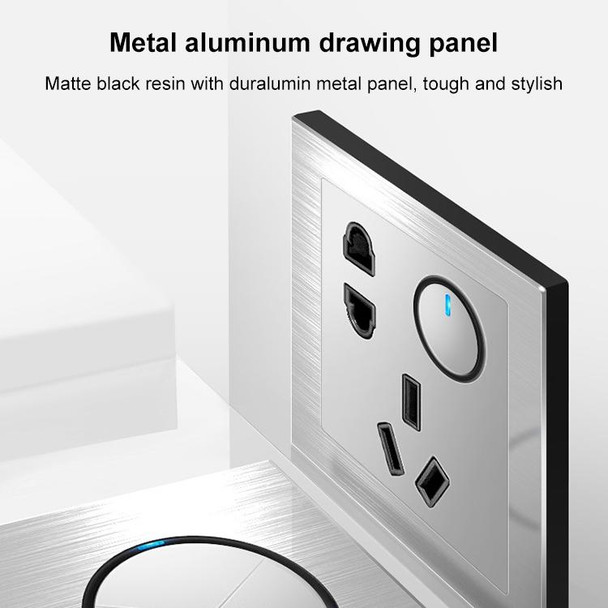 86mm Gray Aluminum Wire Drawing LED Switch Panel, Style:One Open Dual Control