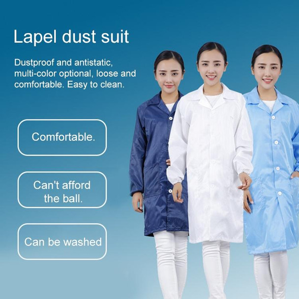 Electronic Factory Anti Static Blue Dust-free Clothing Stripe Dust-proof Clothing, Size:XXXL(White)