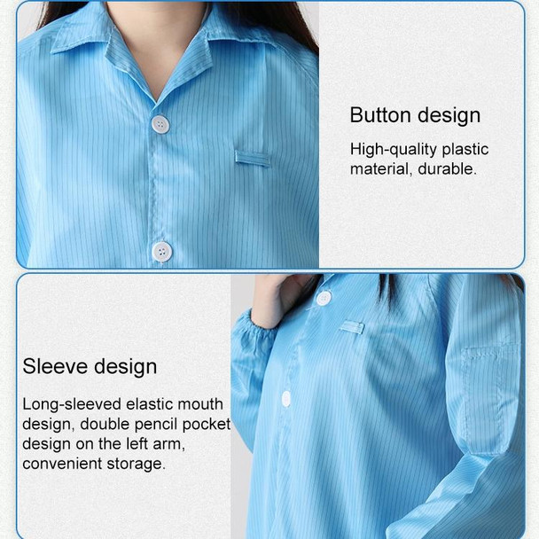 Electronic Factory Anti Static Blue Dust-free Clothing Stripe Dust-proof Clothing, Size:XXXL(White)