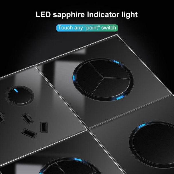 86mm Round LED Tempered Glass Switch Panel, Black Round Glass, Style:Dual Computer Socket