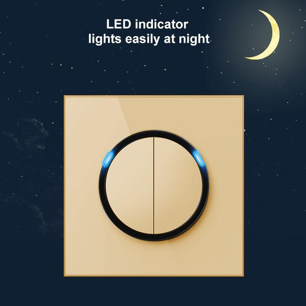 86mm Round LED Tempered Glass Switch Panel, Gold Round Glass, Style:Four Open Dual Control