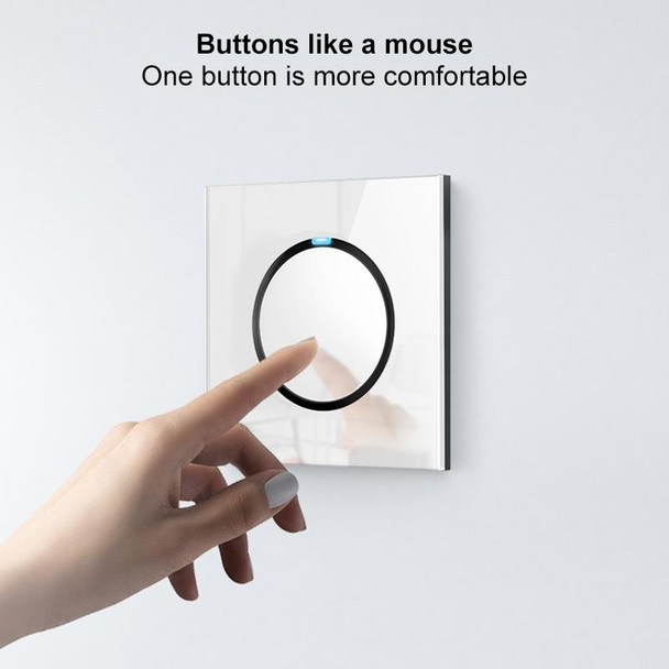 86mm Round LED Tempered Glass Switch Panel, White Round Glass, Style:One Open Dual Control