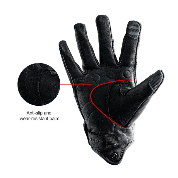 WUPP CS-1047A Motorcycle Racing Cycling Windproof Leather Full Finger Gloves, Size:M(Black)