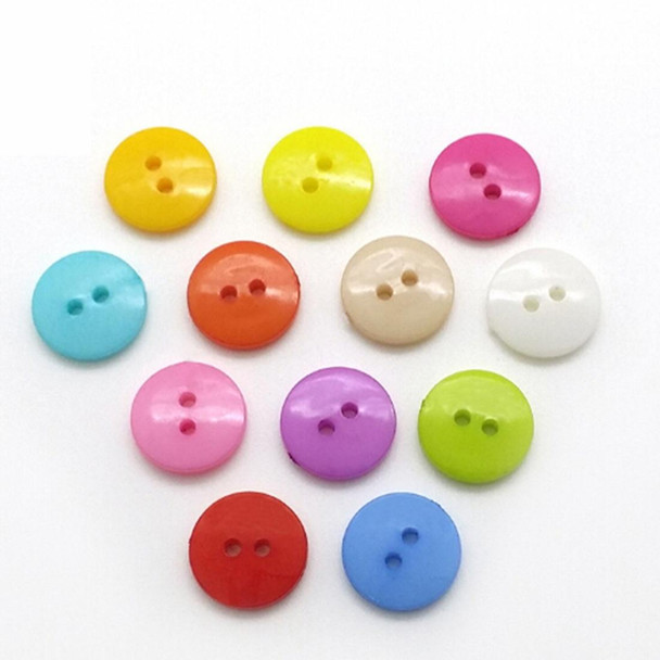 1000 PCS Assorted Mixed Color 2 Holes Buttons for Sewing DIY Crafts Children Manual Button Painting, Random Color, Diameter: 10mm