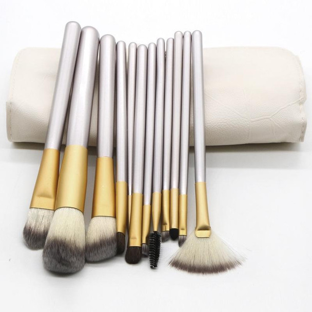 12 PCS High-grade Beige Beauty Makeup Brushes Tools Kit, Size: 22*29cm