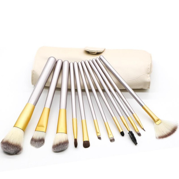 12 PCS High-grade Beige Beauty Makeup Brushes Tools Kit, Size: 22*29cm