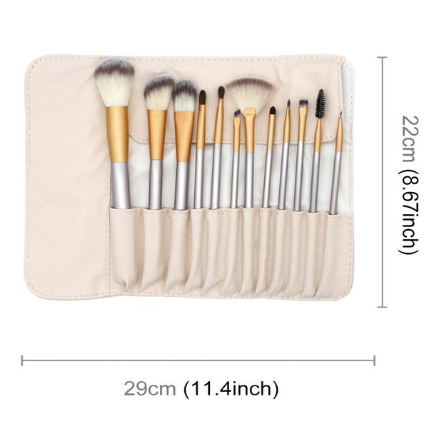 12 PCS High-grade Beige Beauty Makeup Brushes Tools Kit, Size: 22*29cm