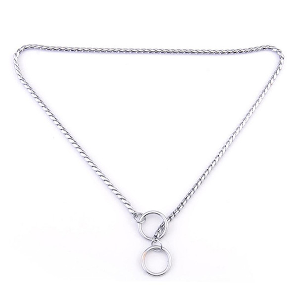 Pet Collars Pet Neck Strap Dog Neckband Snake Chain Dog Chain  Solid  Metal Chain Dog CollarLength:35cm(Silver)