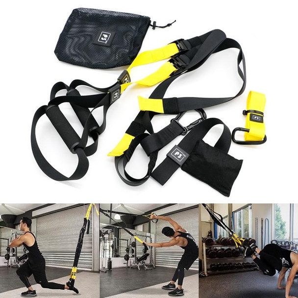 P3-2 Adjustable Fitness Exercise Hanging Pulling Rope TRP3X Wall Pulley Yoga Belt, Main Belt: 1.4m, 1.9m After Adjusted, Sports Version (Black+Yellow)