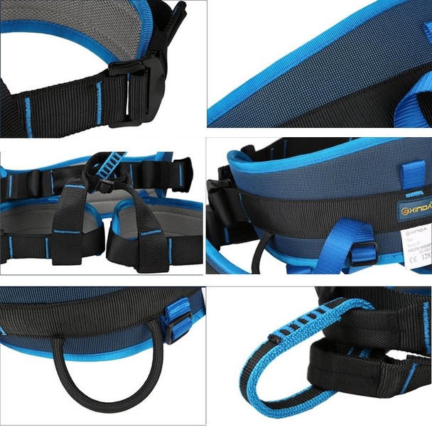 XINDA XDA9516 Outdoor Rock Climbing Polyester High-strength Wire Adjustable Downhill Whole Body Safety Belt(Blue)