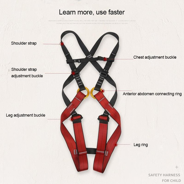 XINDA XDA9516 Outdoor Rock Climbing Polyester High-strength Wire Adjustable Downhill Whole Body Safety Belt Children Size: S