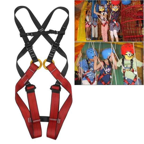 XINDA XDA9516 Outdoor Rock Climbing Polyester High-strength Wire Adjustable Downhill Whole Body Safety Belt Children Size: L