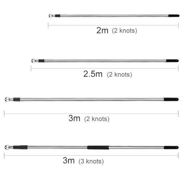 10 PCS 2M 2 Knots Multi-function Telescopic Stainless Steel Teaching Stick Guide Flagpole Signal Flag