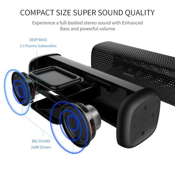 meidong MD-6110 Portable wireless Bluetooth Speaker Stereo 15W TF Music Subwoofer Metal Speakers for Outdoor