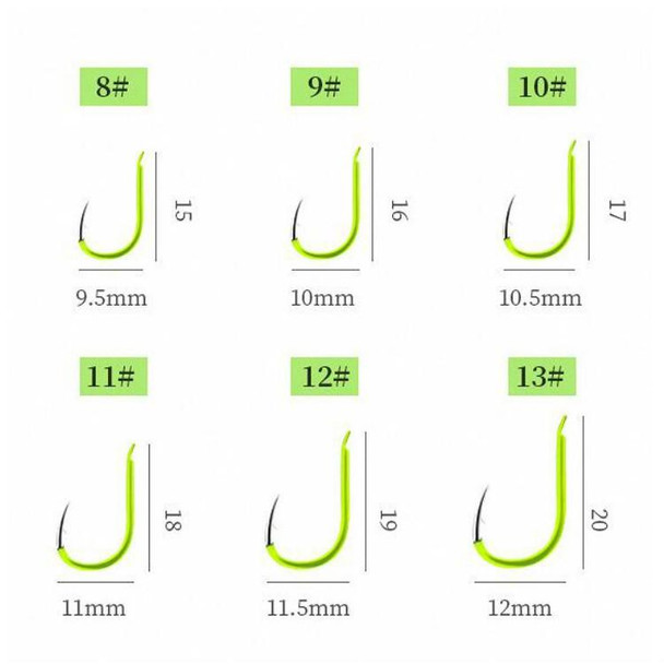 15 PCS / 3 Sets Stranded Double Hook Anti-winding Silver Carp Fishing Group Spring Fishing Hook, Specification:13(Fluorescent Hook)