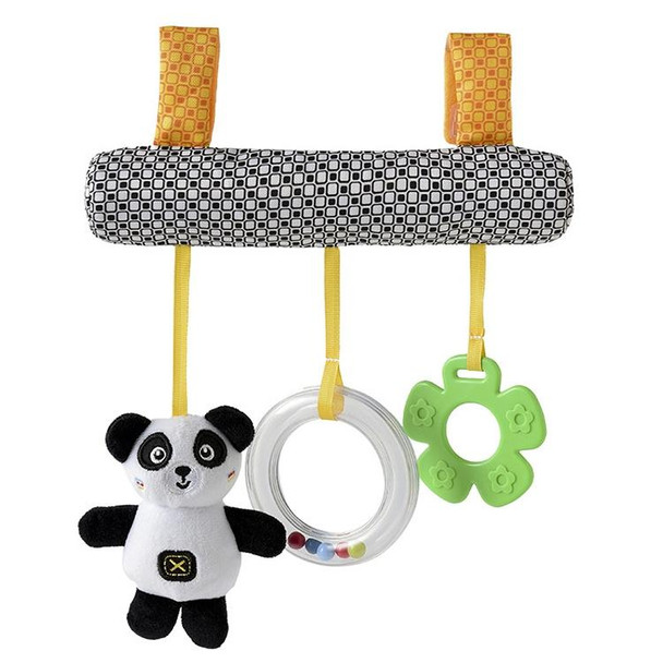 Baby Stroller Cartoon Animal Pendant Cradle Ornament Hanging Rattle(Black And White Panda Bed Hanging)