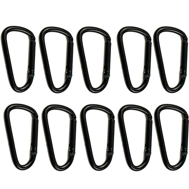 10 PCS D-shaped Aluminum Carabiner Outdoor Hanging Buckle Water Bottle Buckle(Black)