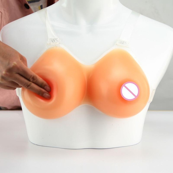 Cross-dressing Prosthetic Breast Conjoined Silicone Fake Breasts for Men Disguised as Women Breasts Fake Breasts, Size:800g, Style:Transparent Shoulder Strap Non-stick(Complexion)