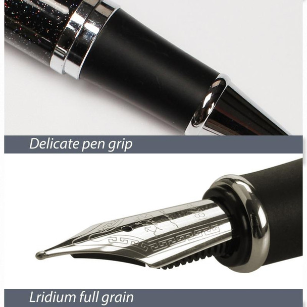 X750 Stationery Stainless Steel Fountain Pen Medium Nib Ink Pens School Oiifice Gift, Nib Size:0.5mm(Black)