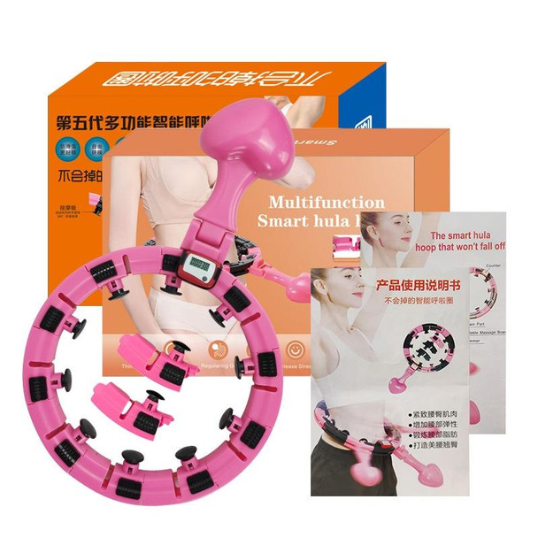 Smart Automatic Counting Abdomen Circle Lazy Fitness Circle With Heart-Shaped Weighting Block(Black Pink)