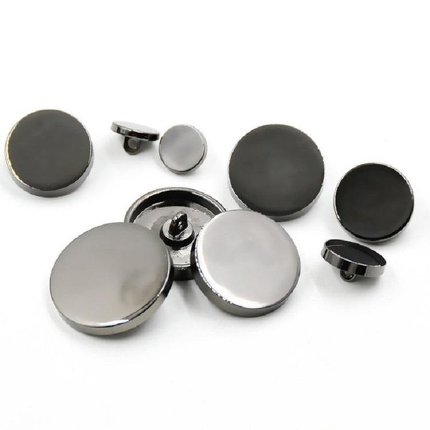 Black 100 PCS Flat Metal Button Clothing Accessories, Diameter:11.5mm