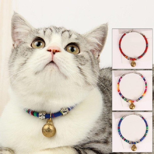 5 PCS Cat Bell Collar Handmade Dog Cat Accessories Neck Collar, Size:Small 22+7cm(Blue)