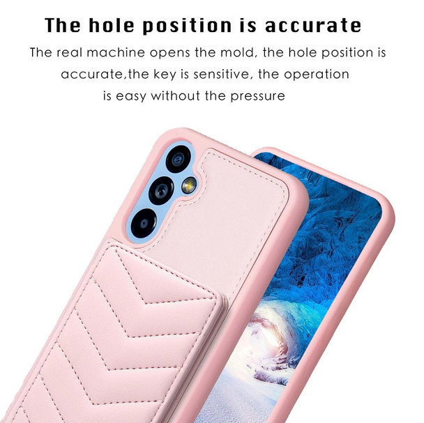 For Samsung Galaxy A14 4G / 5G BF26 Wave Pattern Card Bag Holder Phone Case(Pink)