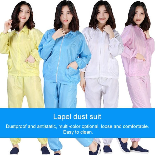 Anti Static Split Lapel Dustless Clothing Food Protection Stripe Clean Clothes, Size:S(Blue)