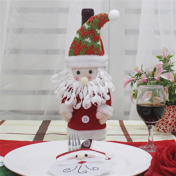 Santa Claus Pattern Wine Bottle Bag Christmas Decoration