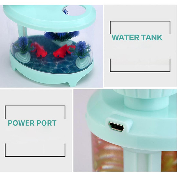 460ML Fish Tank Style Ultrasonic Aromatherapy Air Purifier Humidifier USB Atomizer with LED Night Light(Blue)