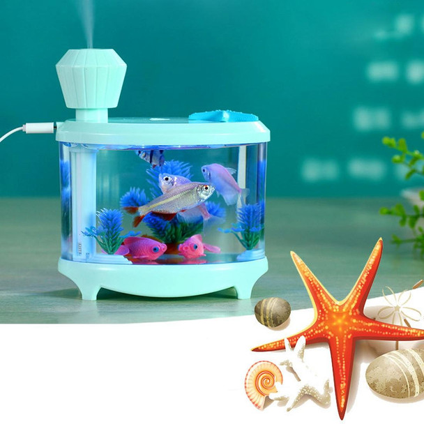 460ML Fish Tank Style Ultrasonic Aromatherapy Air Purifier Humidifier USB Atomizer with LED Night Light(Blue)