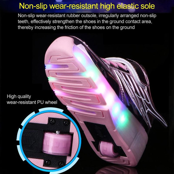 K02 LED Light Single Wheel Wing Roller Skating Shoes Sport Shoes, Size : 40 (Silver)