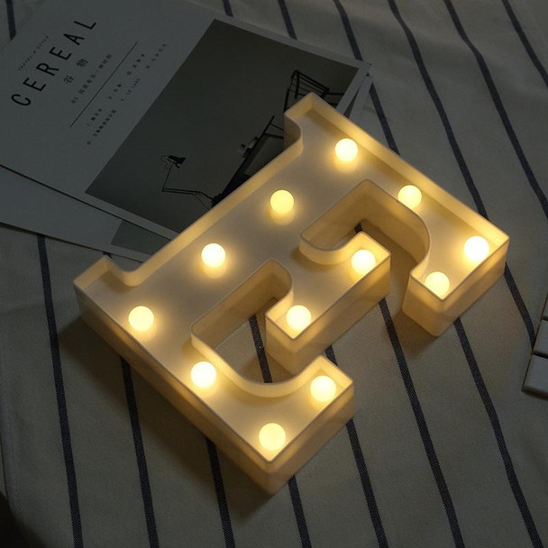 Alphabet E English Letter Shape Decorative Light, Dry Battery Powered Warm White Standing Hanging LED Holiday Light