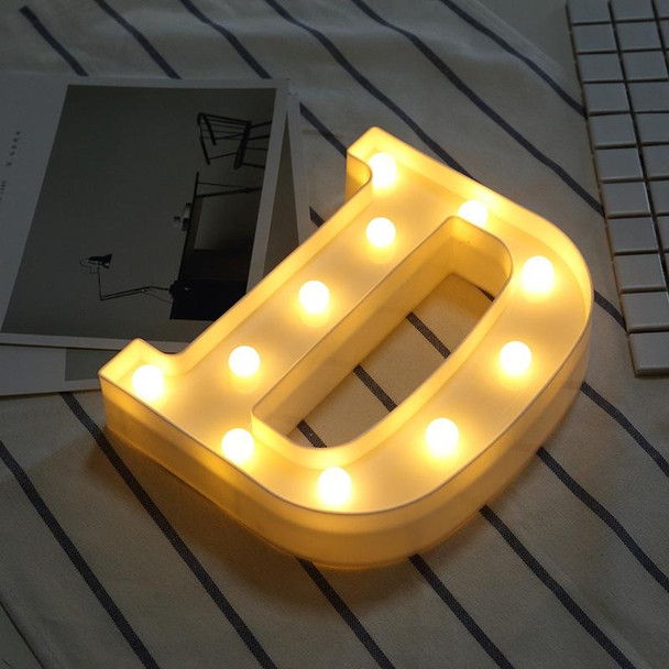Alphabet D English Letter Shape Decorative Light, Dry Battery Powered Warm White Standing Hanging LED Holiday Light