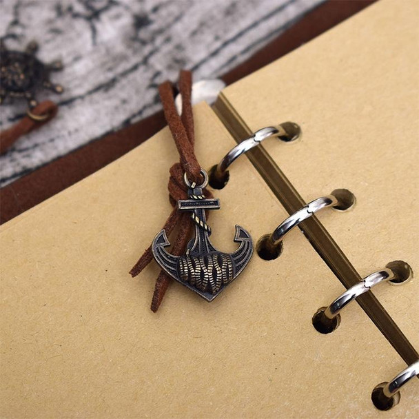 2 PCS Spiral Notebook Diary Notepad Vintage Pirate Anchors PU Leatherette Stationery Gift Traveler Journal, Paper Size:L(Black)