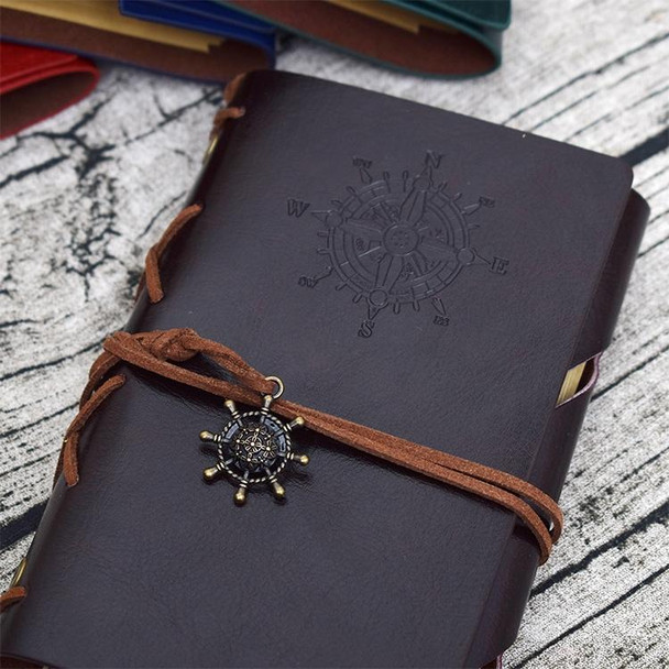 2 PCS Spiral Notebook Diary Notepad Vintage Pirate Anchors PU Leatherette Stationery Gift Traveler Journal, Paper Size:L(coffee)