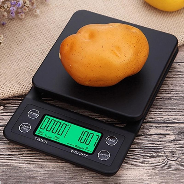 Hand Punch Coffee Scales Timing Electronic Timer Scale Kitchen Scales, Model:5kg/0.1g(Black)